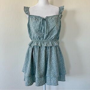 Paper Crane Boho White Artistic Dot Ruffled Two Piece Skirt Set Size Medium